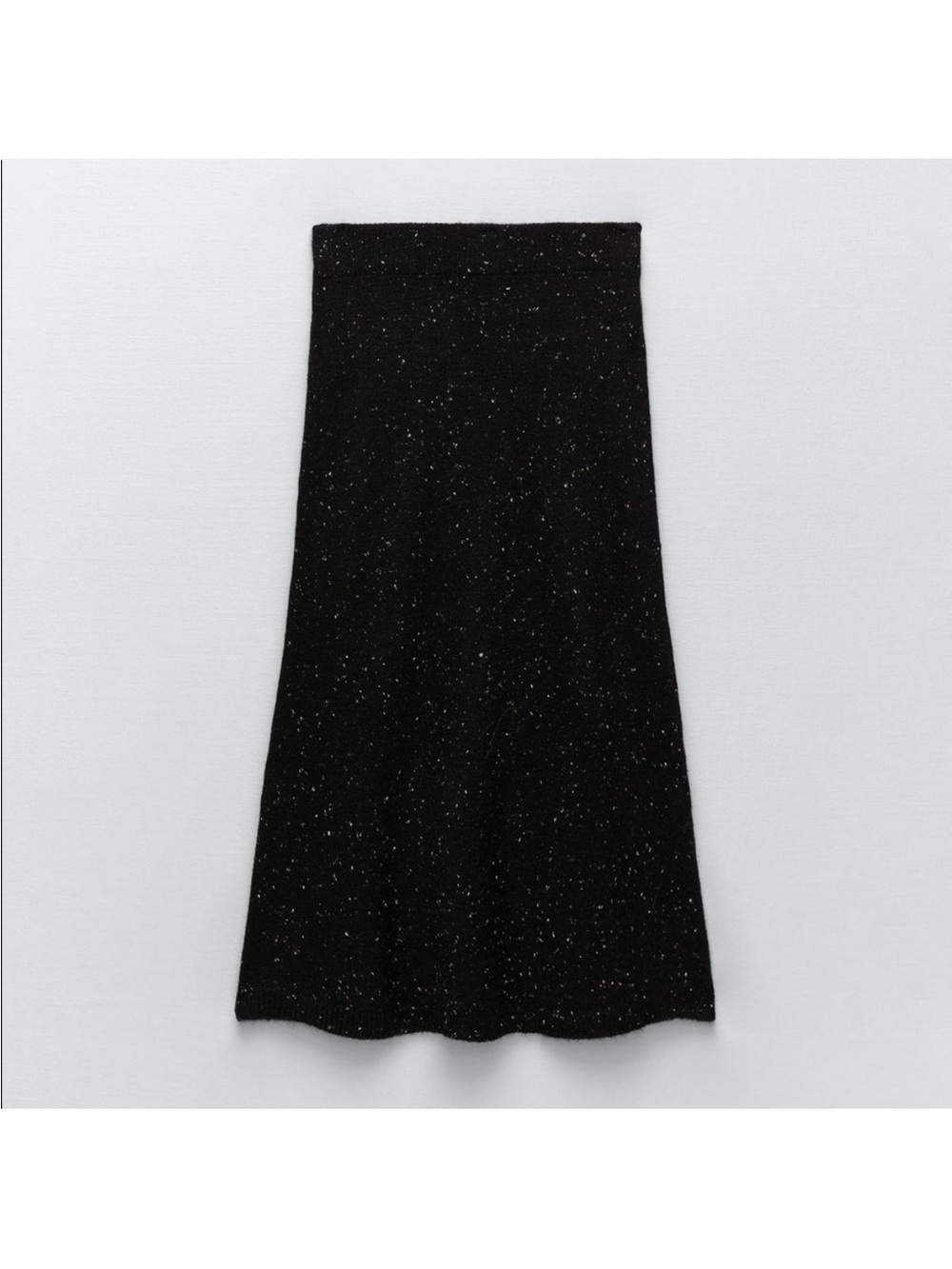 Zara Black Knit A-Line Skirt with White Speckle
